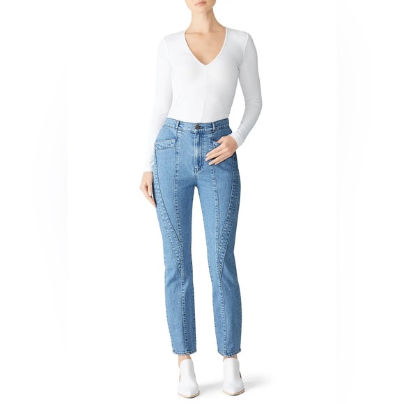 3x1 x Jason Wu W4 Jeans denim USA paneled straight high rise - Picture 1 of 11